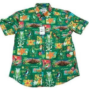 2025 Disney Parks RSVLTS Enchanted Tiki Room Green Shirt Button Up NEW